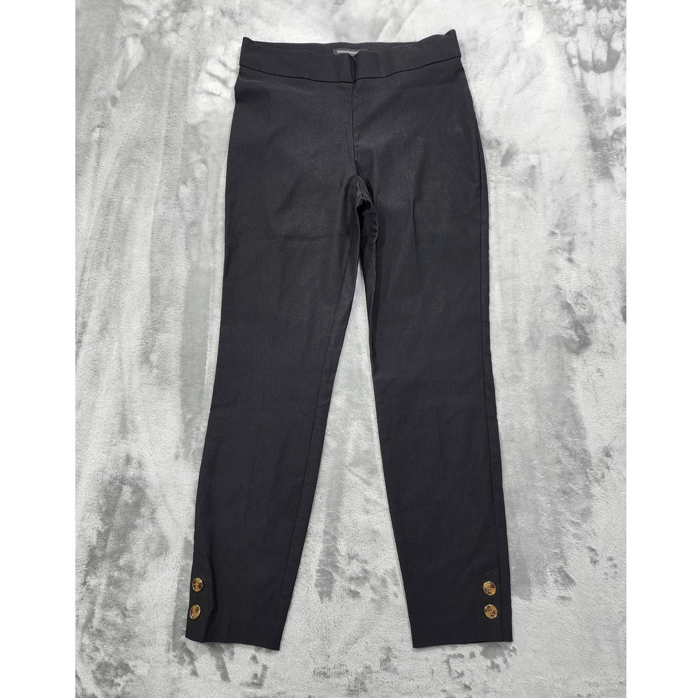 Counterparts Pants Womens S Black Ponte Ankle Skinny Pull On Stretch Button Hem